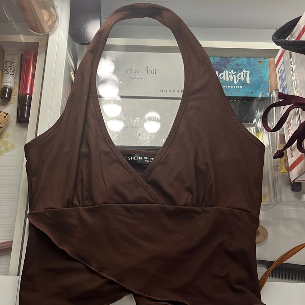 Brown halter tank top